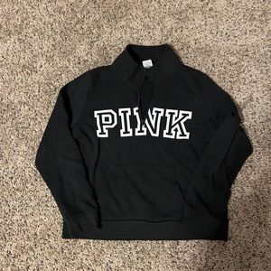 Pink quarter zip pullover sweatshirt